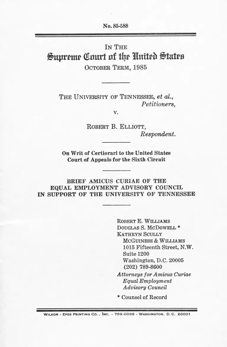 University of Tennessee v. Elliott Brief Amicus Curiae in Support of Petitioner preview