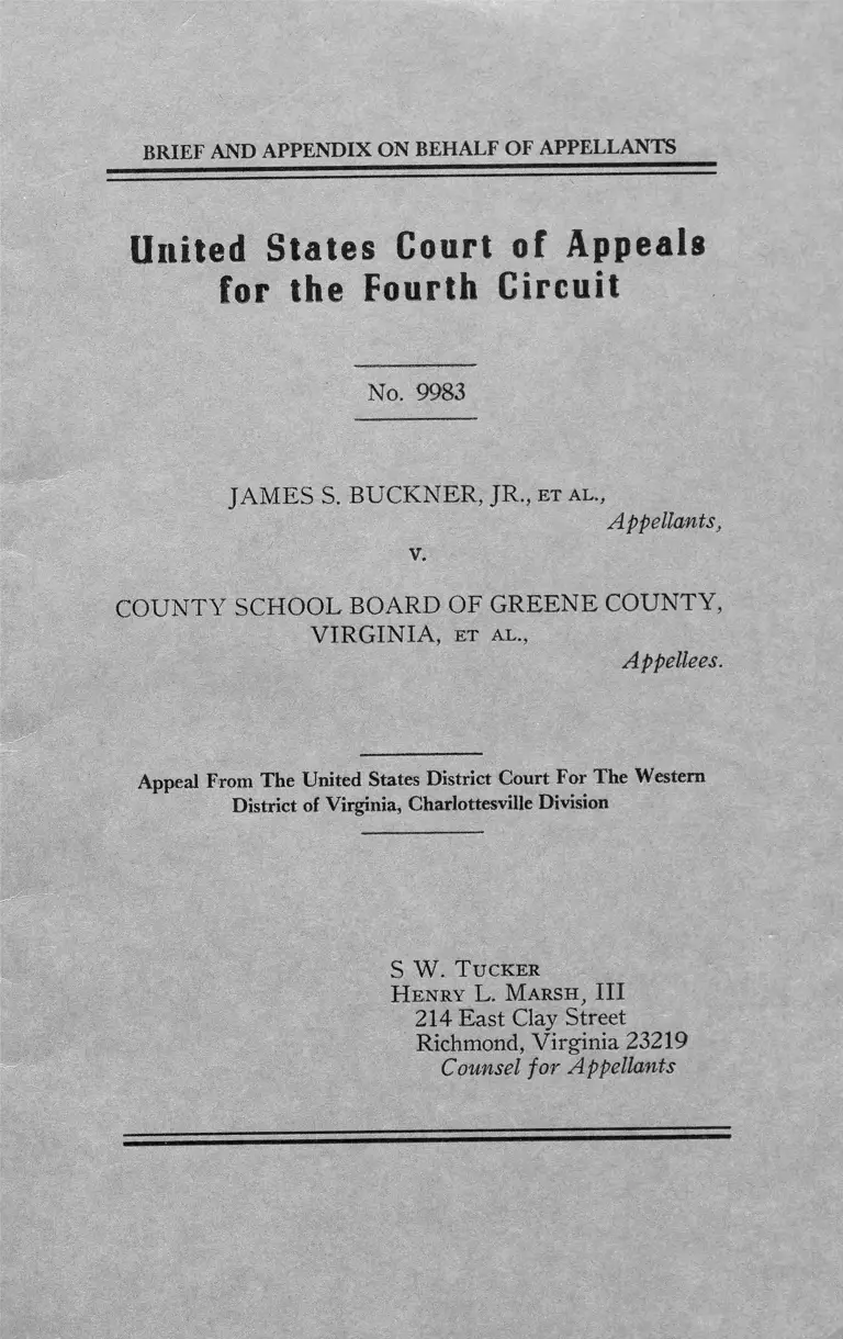 Buckner Jr v County School Board of Green County VA Brief on Behalf of Appellants preview