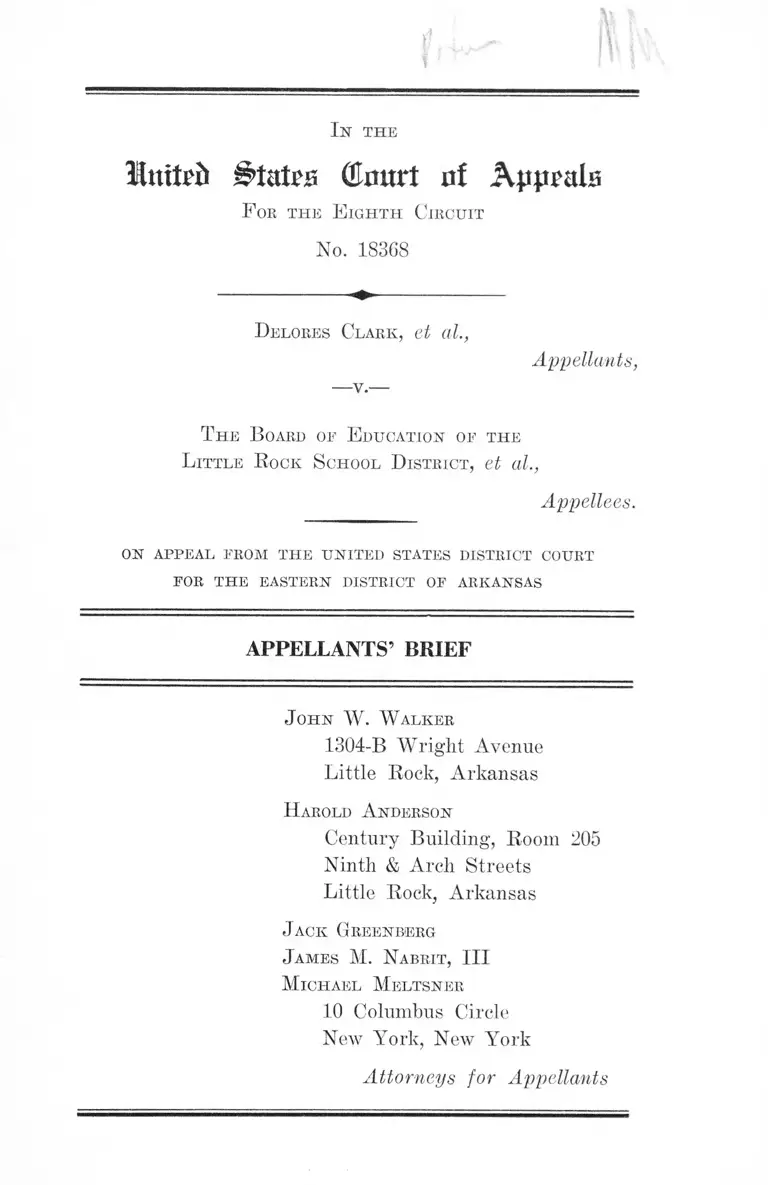 Clark v. Little Rock Board of Education Appellants' Brief preview