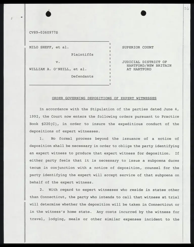 Order Governing Depositions of Expert Witnesses preview