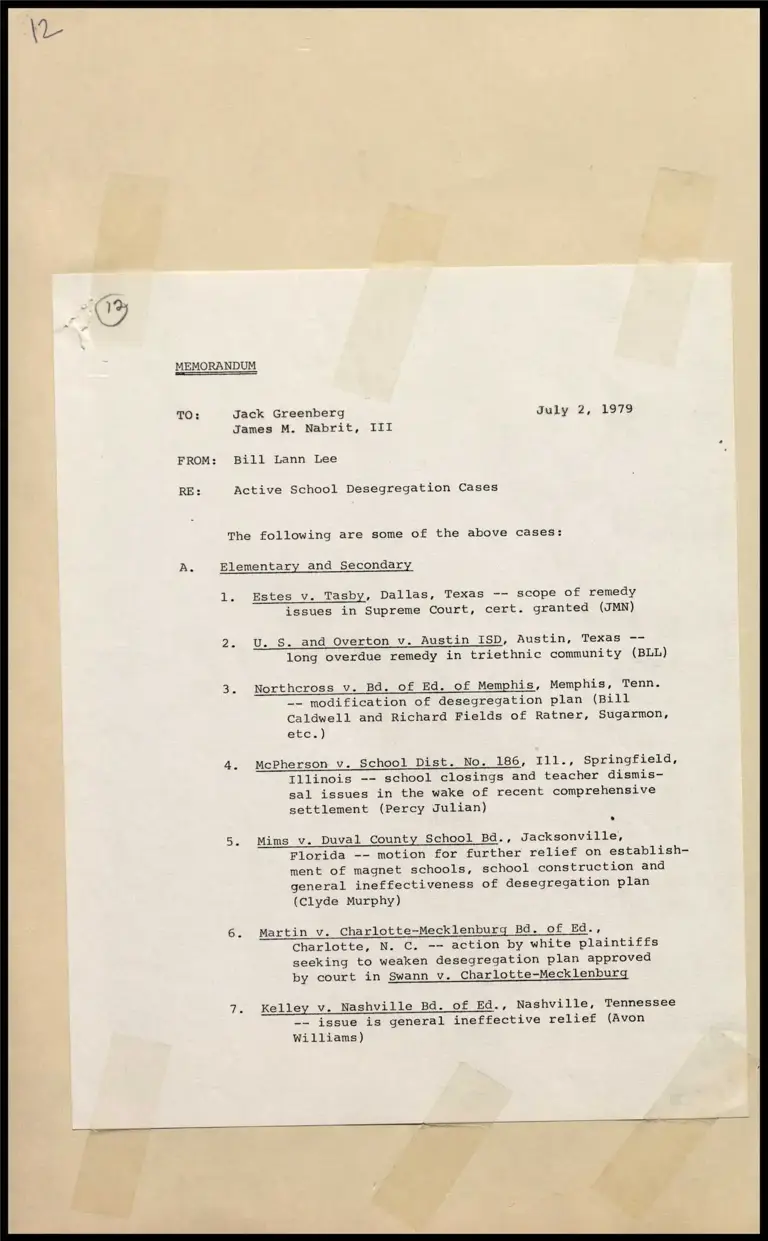 Memorandum on Active School Desegregation Cases preview