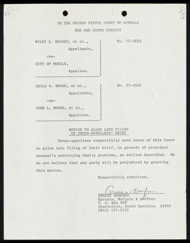 Motion to Allow Late Filing of Cross-Appellees' Brief preview