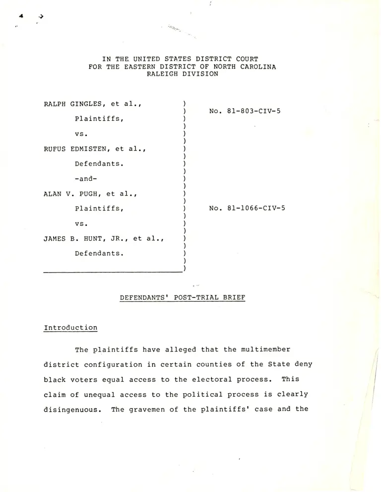 Defendants' Post-Trial Brief preview