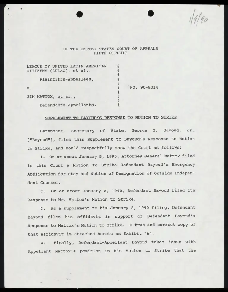 Supplement to Bayoud's Response to Motion to Strike preview