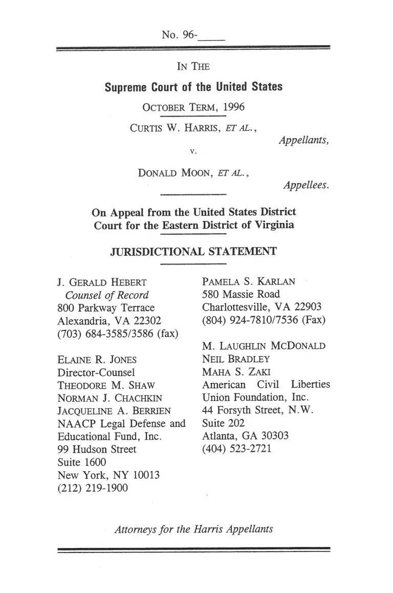 Harris v. Moon Jurisdictional Statement preview