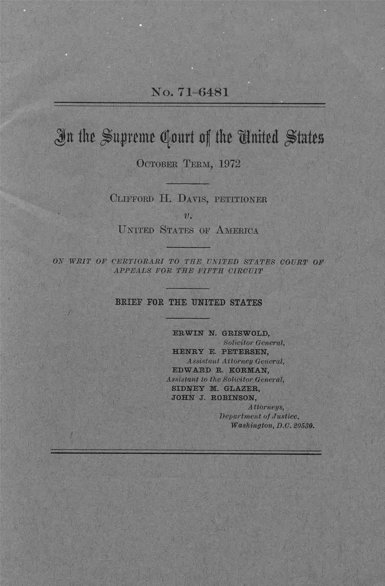 Davis v. United States Brief for the United States preview