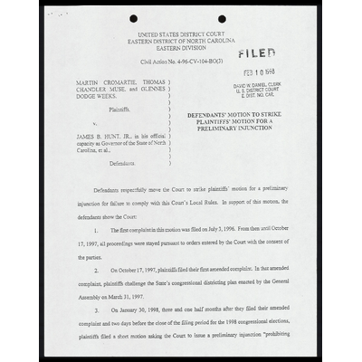 Defendants’ Motion to Strike Plaintiffs’ Motion for a Preliminary Injunction preview