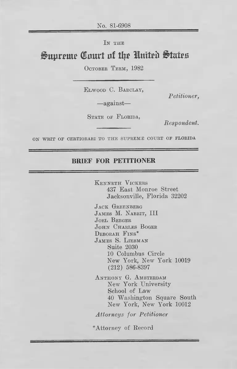 Barclay v. Florida Brief for Petitioner preview