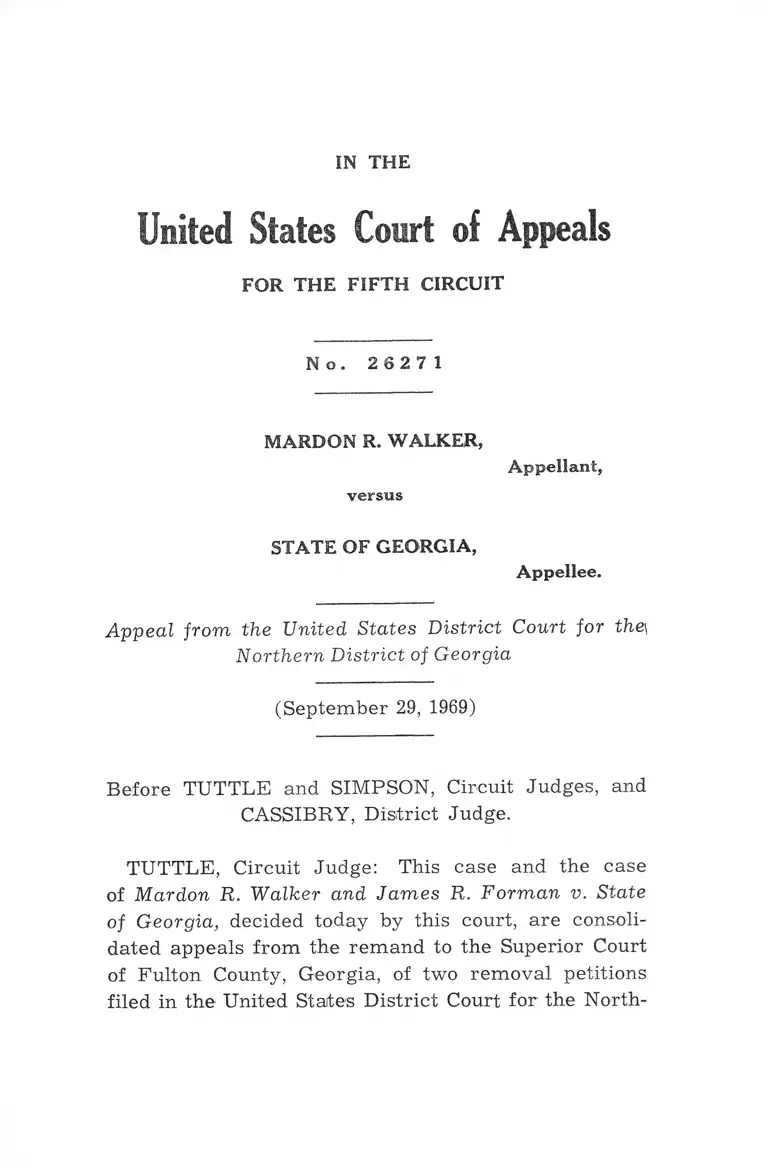 Walker v. Georgia Opinion preview