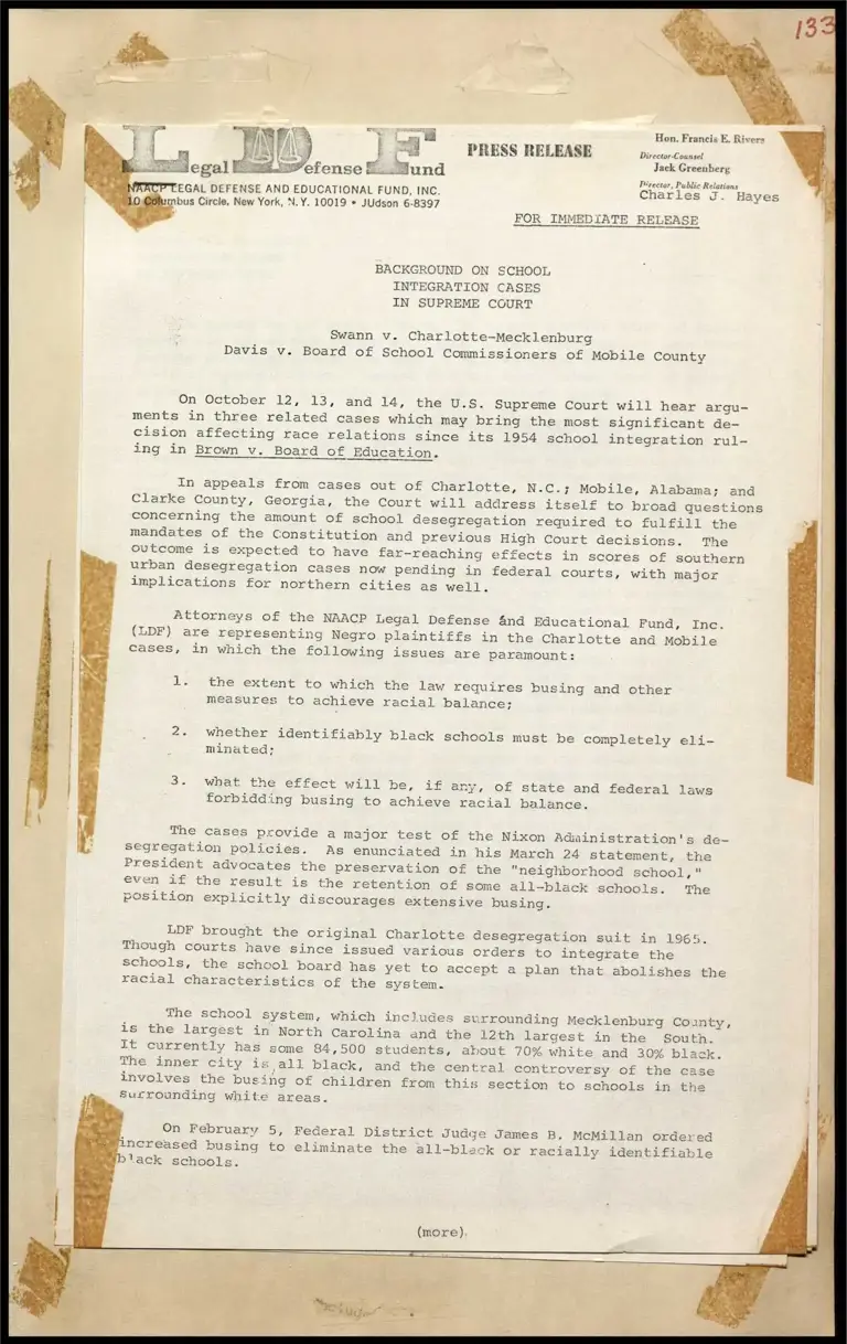 Background on School Integration Cases in Supreme Court - Swann v. Charlotte-Mecklenburg and Davis v. Board of School Commissioners of Mobile County preview