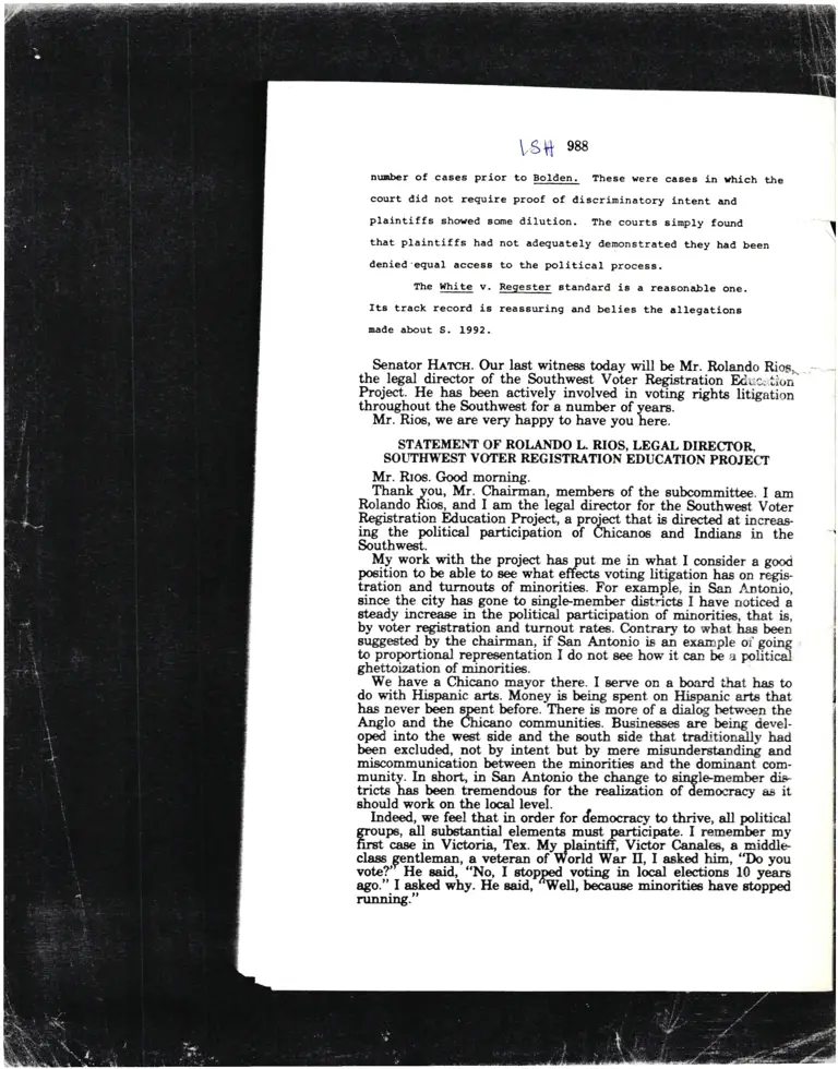 Legal Research on Testimony of Rolando L. Rios 2 preview