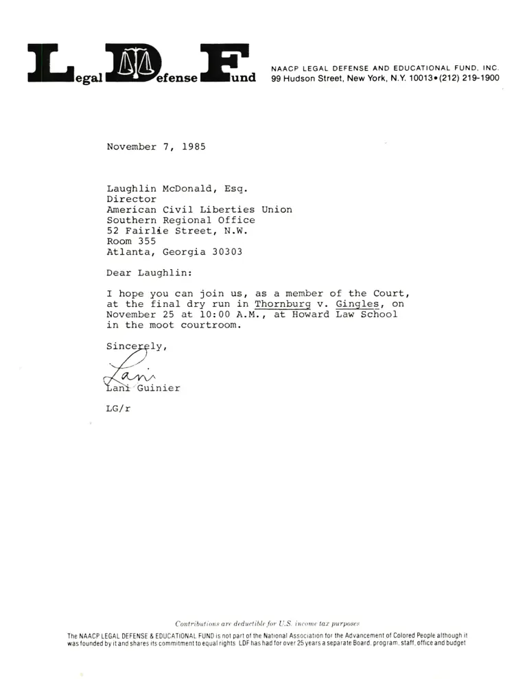 Correspondence from Guinier to McDonald preview