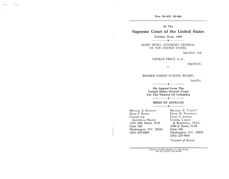 Reno v. Bossier Parish School Board Brief of Appellee preview