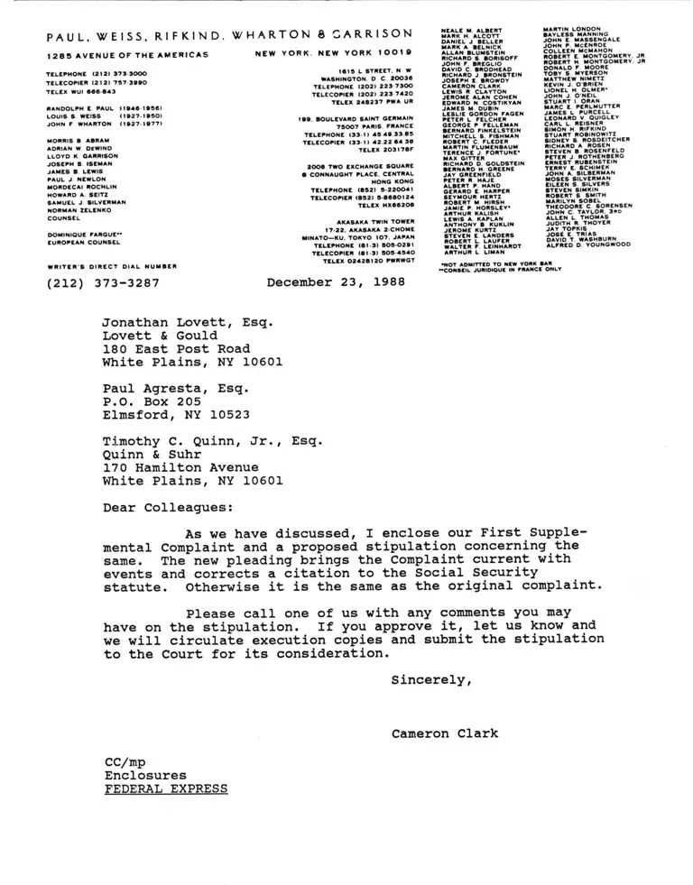 Jones v. Deutsch Stipulation preview