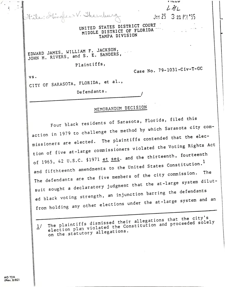 James v. Sarasota Memorandum Decision preview