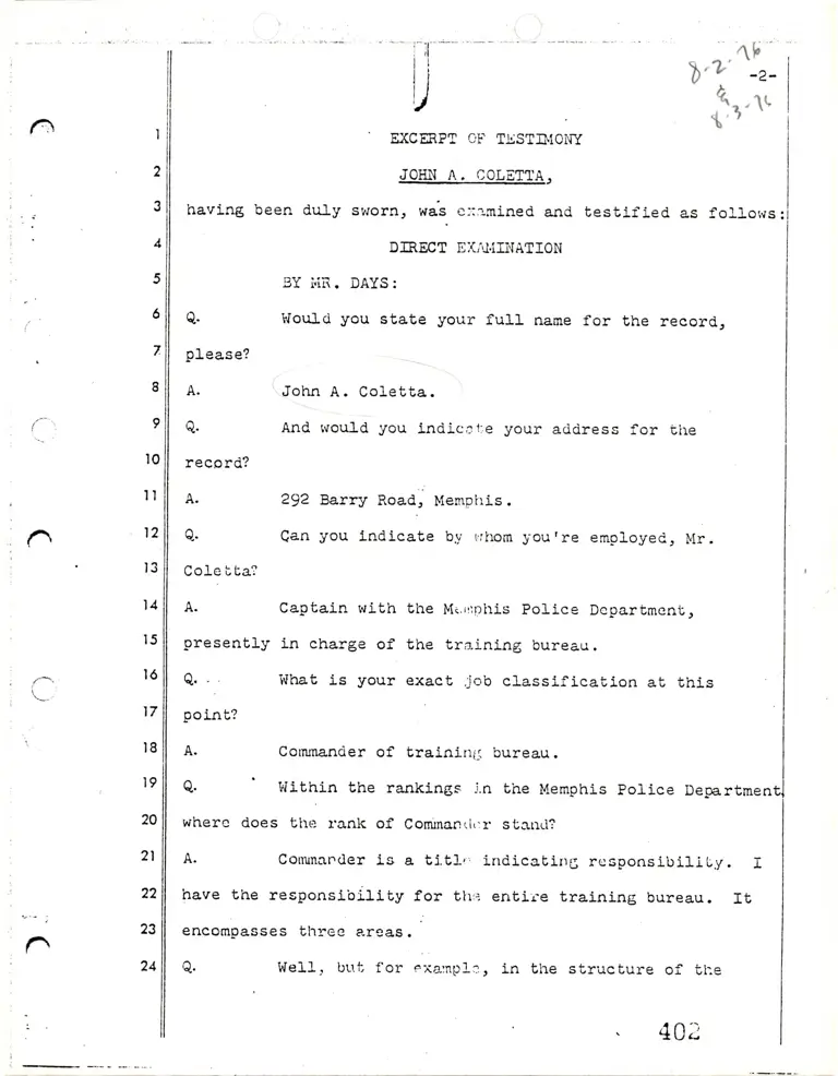 Excerpt of Testimony: John A. Coletta preview