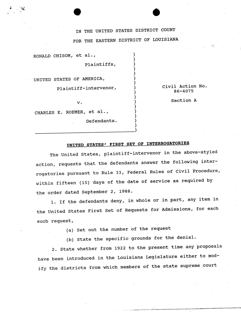 United States' First Set of Interrogatories preview