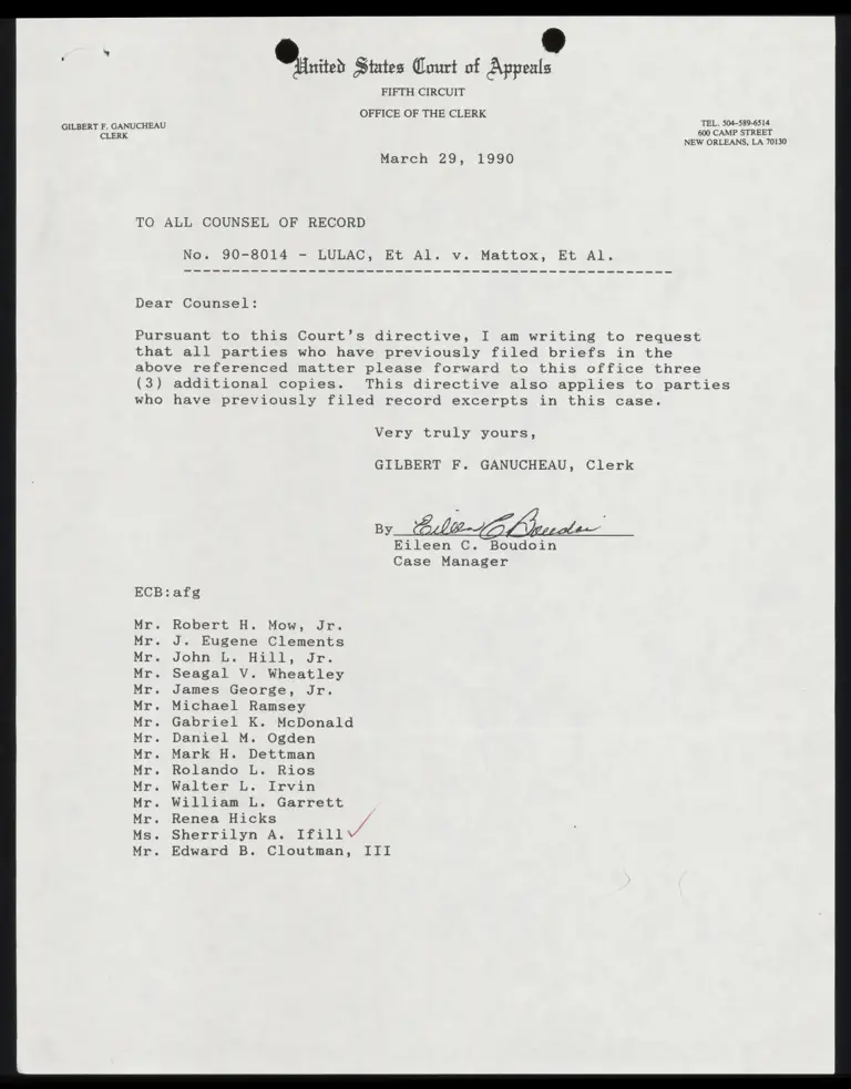 Correspondence from Boudoin to Counsel Re: Request to Forward Briefs preview