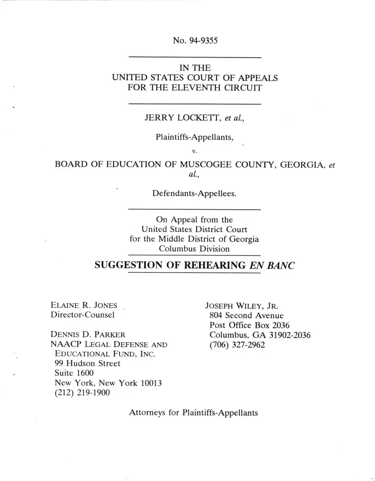 Lockett v. The Board of Education of Muscogee County School District Suggestion of Rehearing En Banc preview