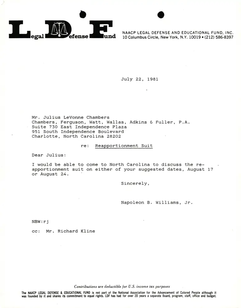 Correspondence from Williams to Chambers preview