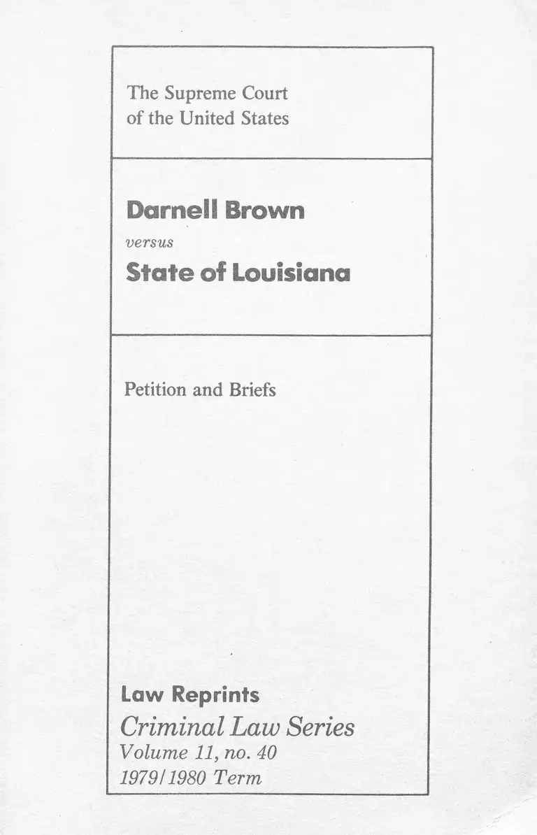 Brown v. Louisiana Petition and Briefs preview