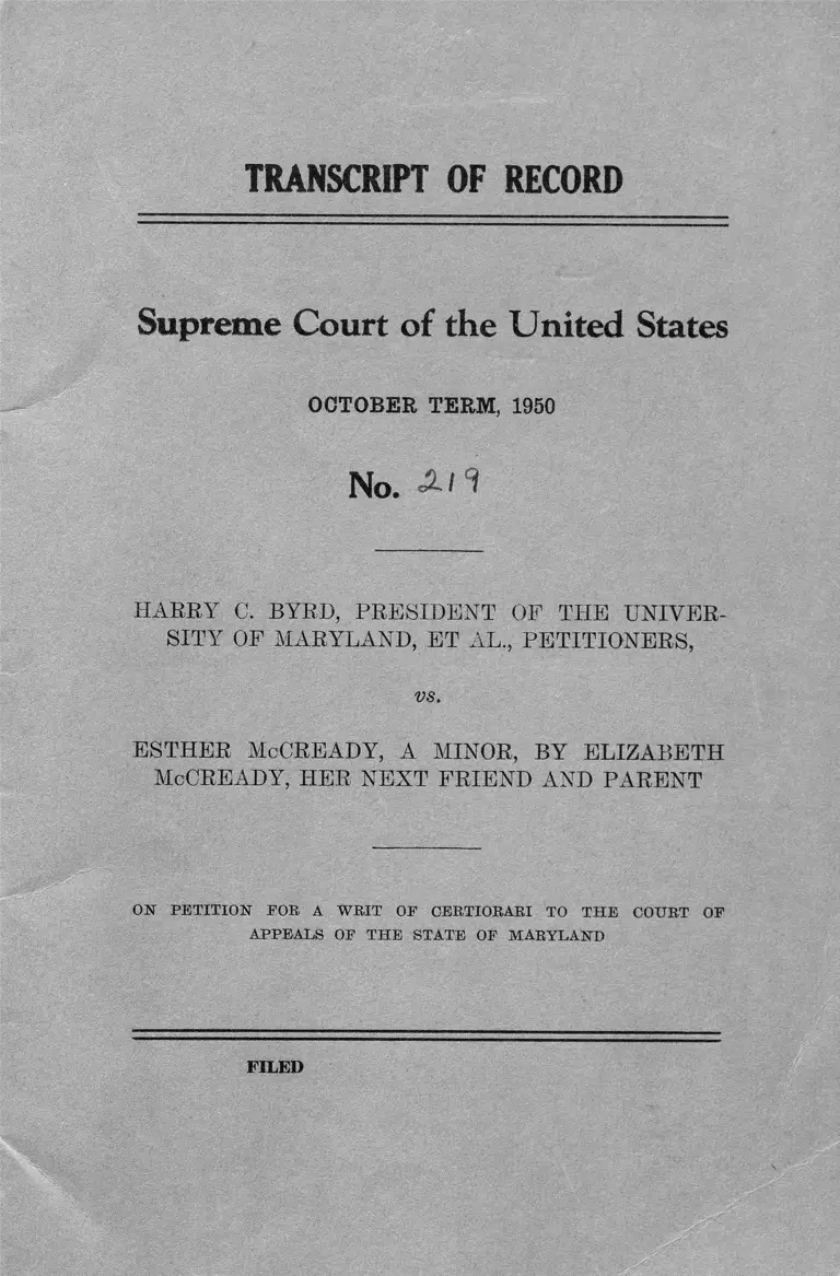Byrd v McCready Transcript of Record preview