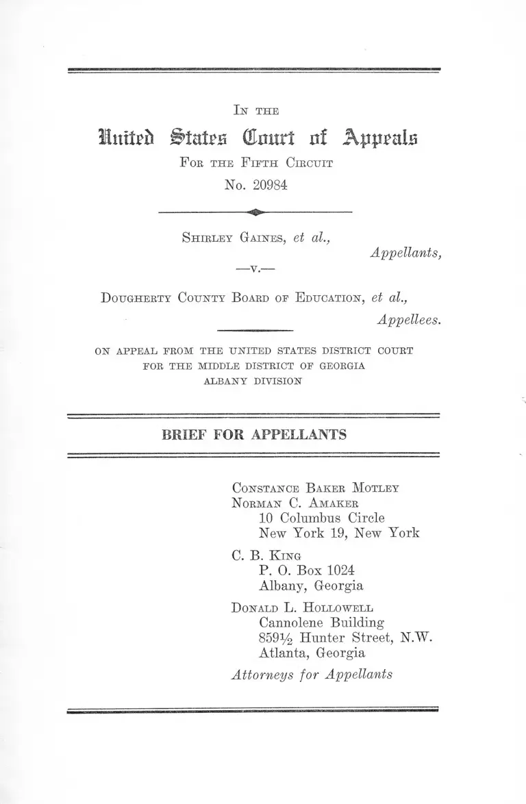 Gaines v. Dougherty County Board of Education Brief for Appellants preview