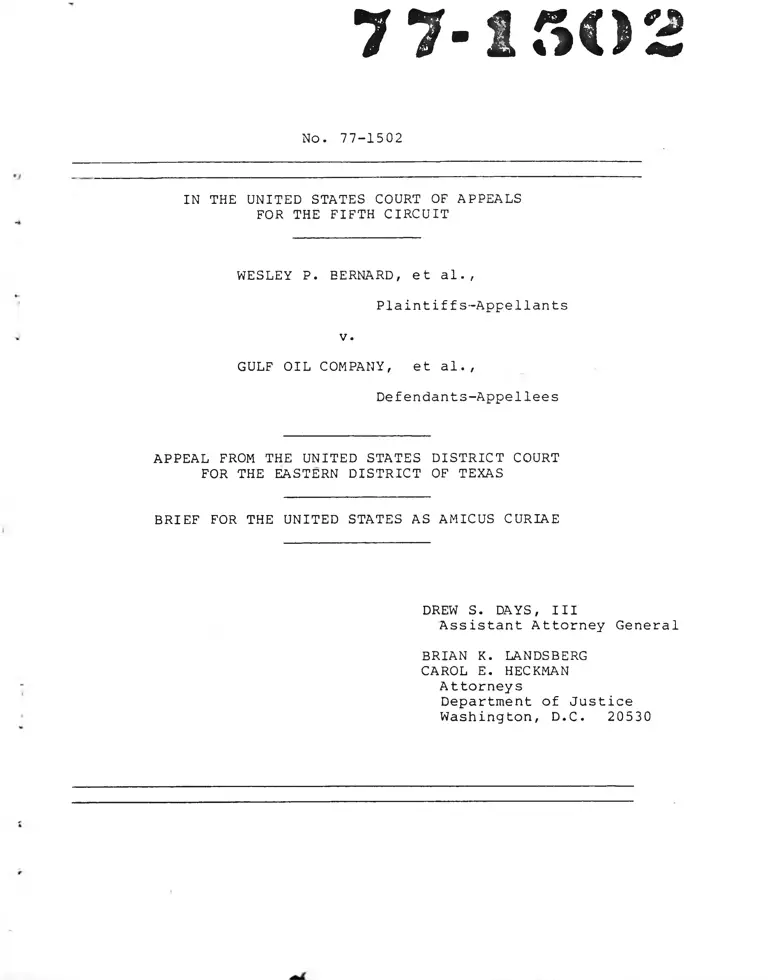 Bernard v. Gulf Oil Company Brief for the United States as Amicus Curiae preview