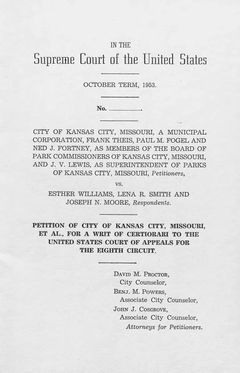 City of Kansas City, Missouri v. WIlliams Petition for Writ of Certiorari preview