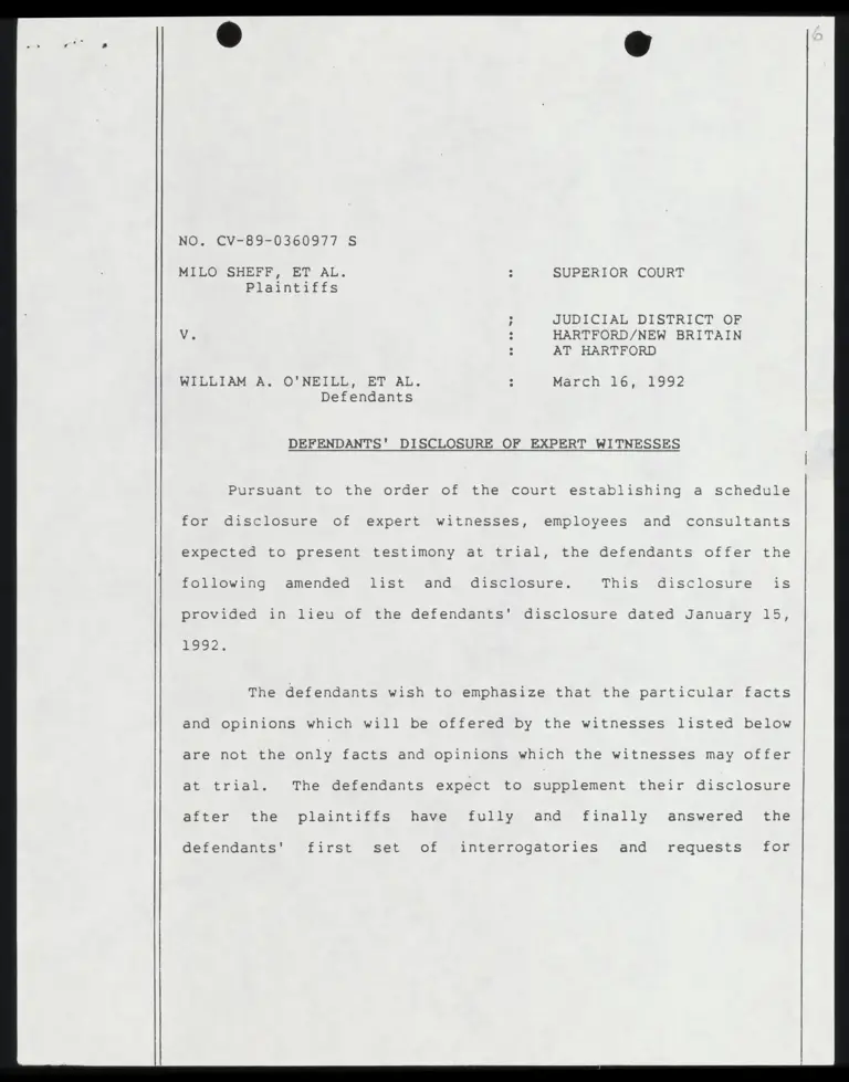 Defendants' Disclosure of Expert Witnesses preview