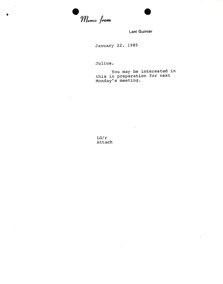 Memorandum from Lani Guinier to Julius Chambers preview