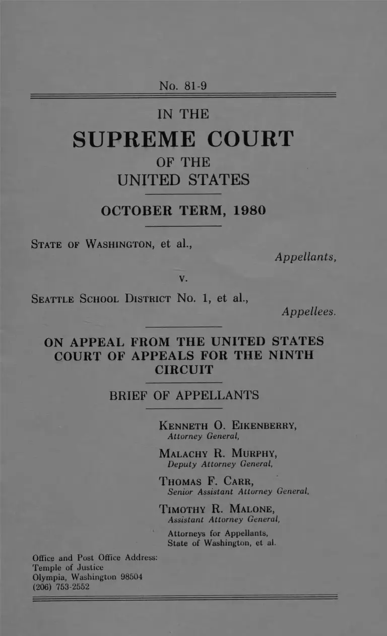 Washington State v. Seattle School District No. 1 Brief of Appellants preview