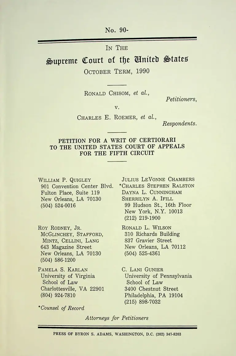 Petition for a Writ of Certiorari to the United States Court of Appeals for the Fifth Circuit preview