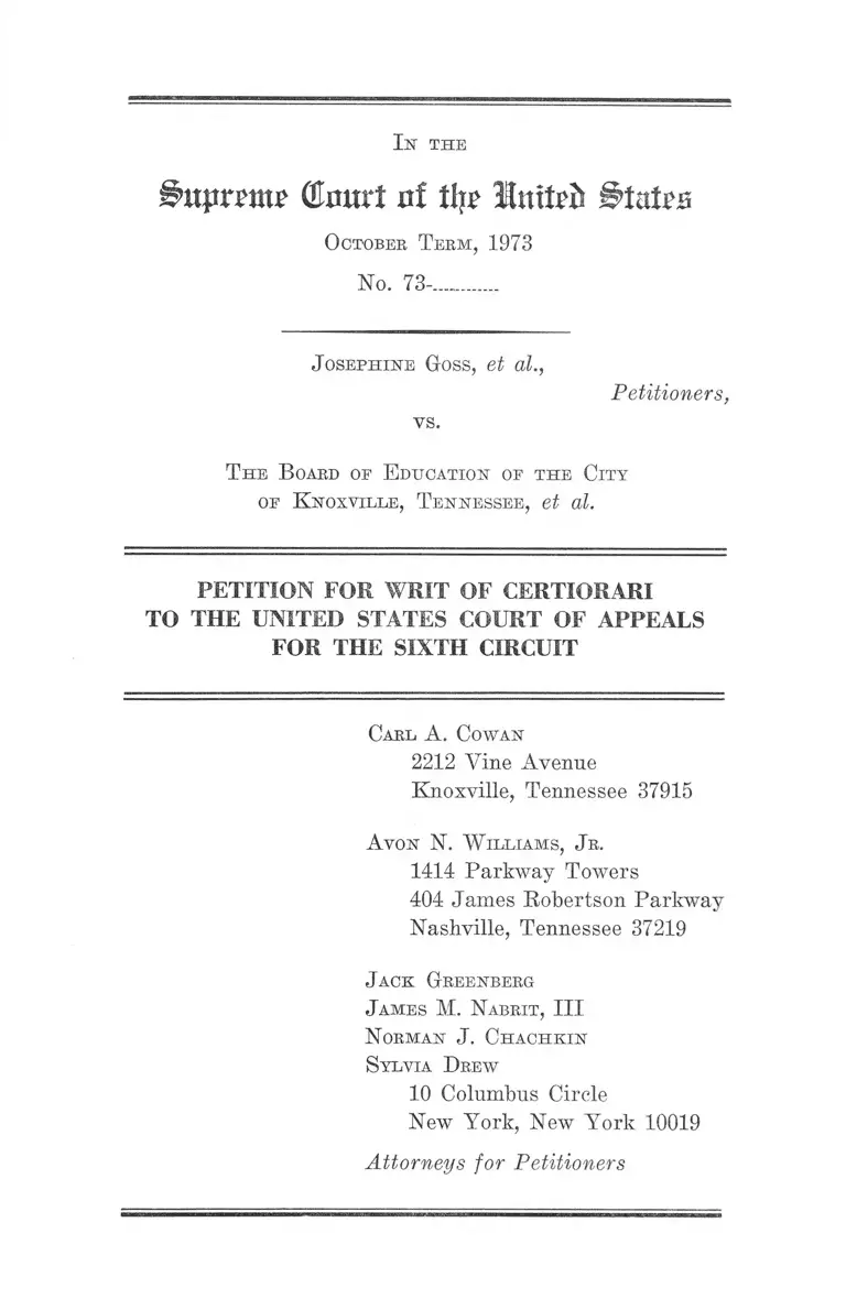 Goss v. Knoxville, TN Board of Education Petition for Writ of Certiorari to the US Court of Appeals for the Sixth Circuit preview