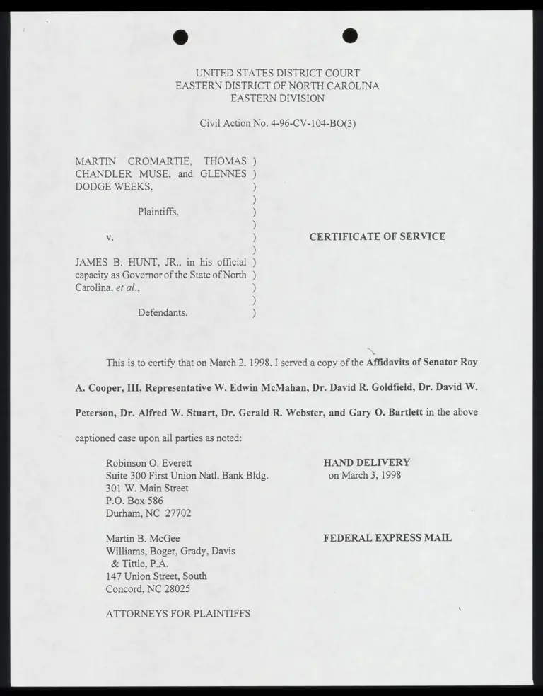 Certificate of Service for Affidavits with Certificate of Service preview
