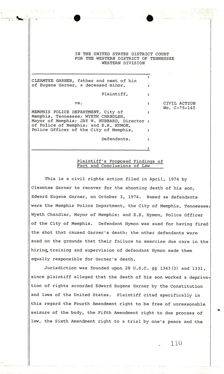 Plaintiff's Proposed Findings of Fact and Conclusions of Law preview