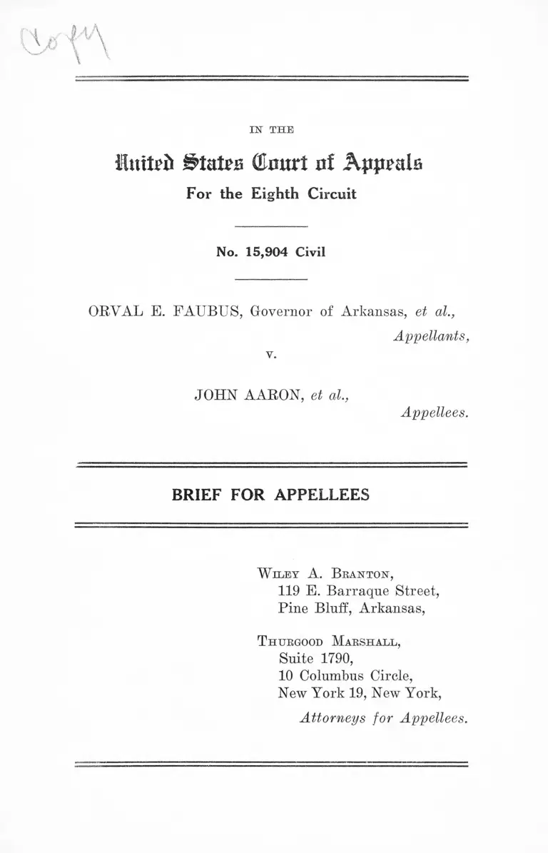 Faubus v. Aaron Brief for Appellees preview
