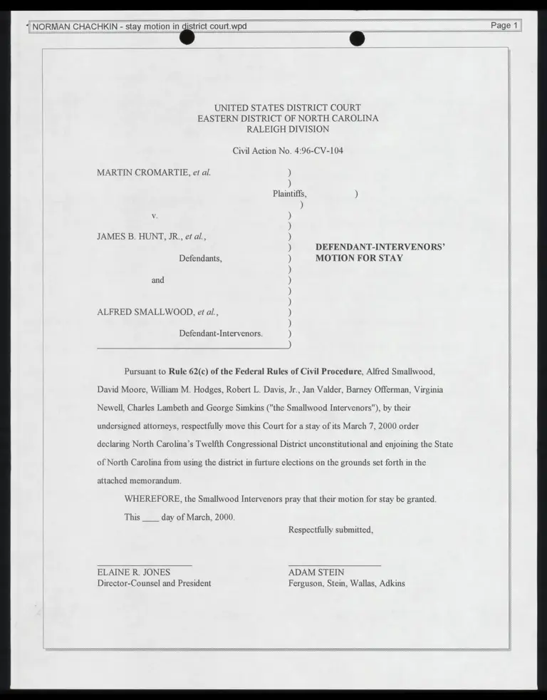 Defendant-Intervenors' Motion for Stay preview