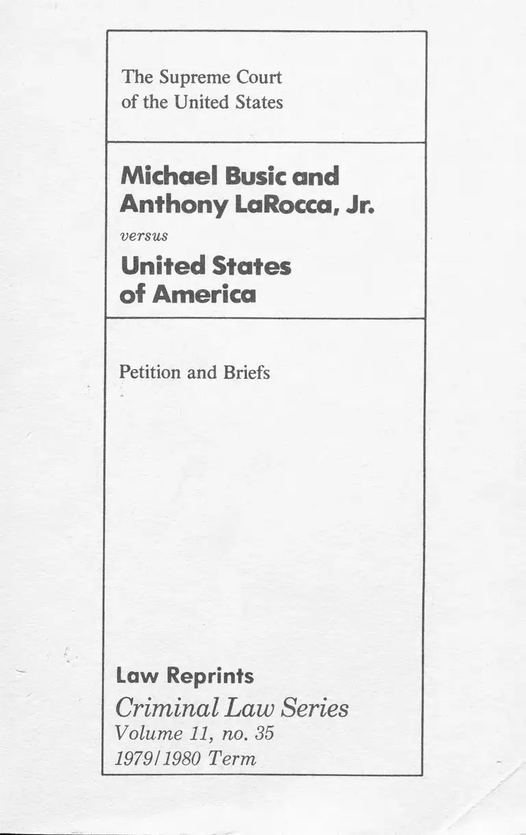 Busic v United States Petition and Briefs preview