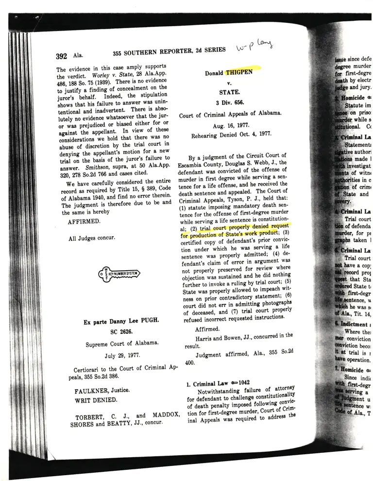 Donald Thigpen v. State Court Opinion preview