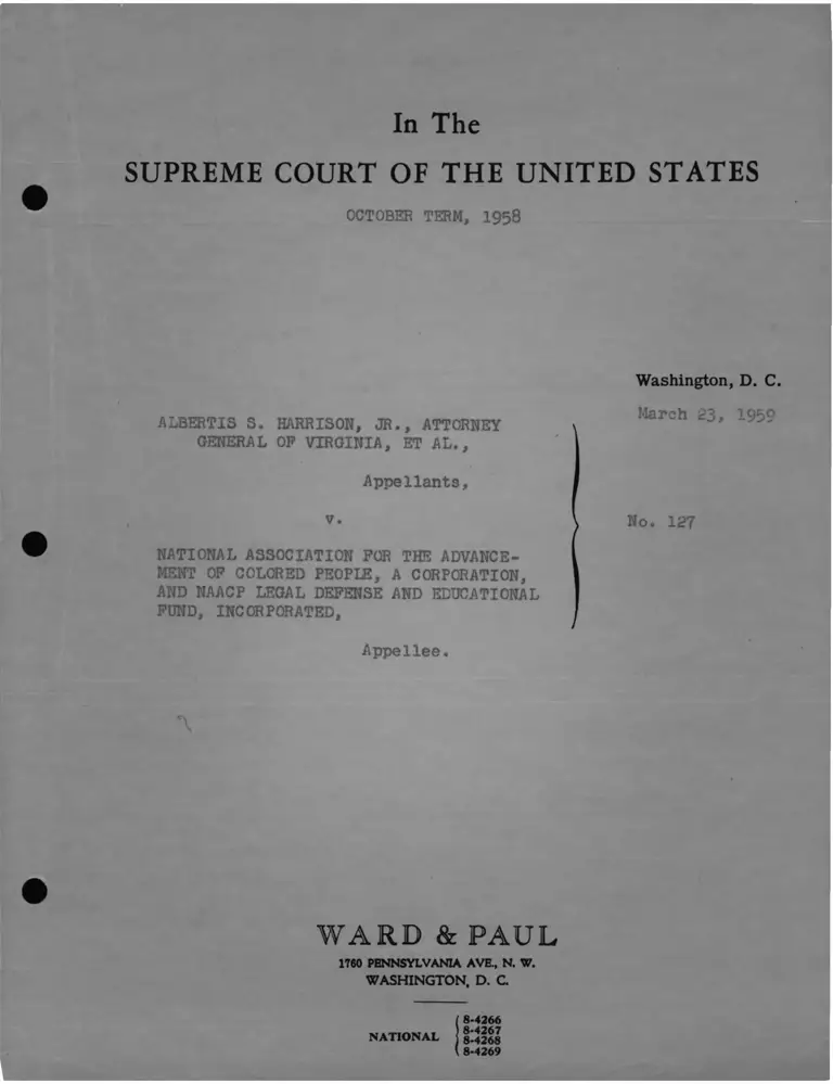 Harrison v. NAACP Argument on Behalf of Appellants preview