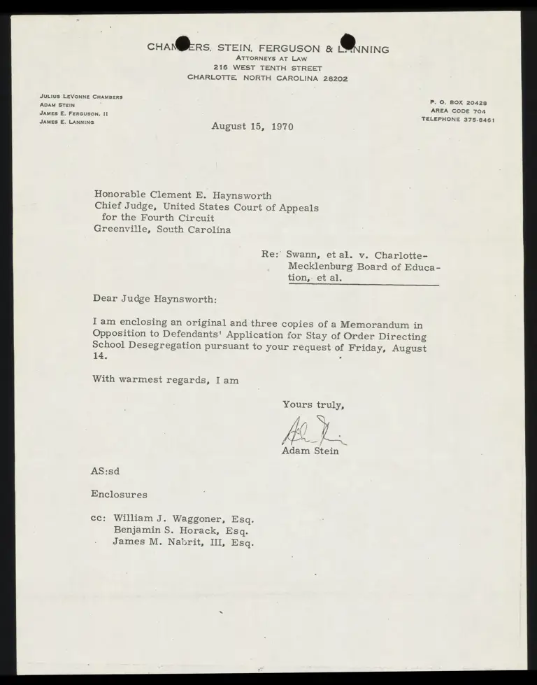 Memorandum in Opposition to Defendants Application for Stay of Order Directing School Desegregation preview