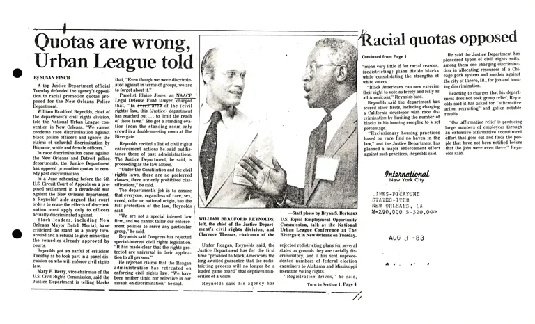 Quotas are Wrong, Urban League Told (New Orleans Times-Picayune) preview
