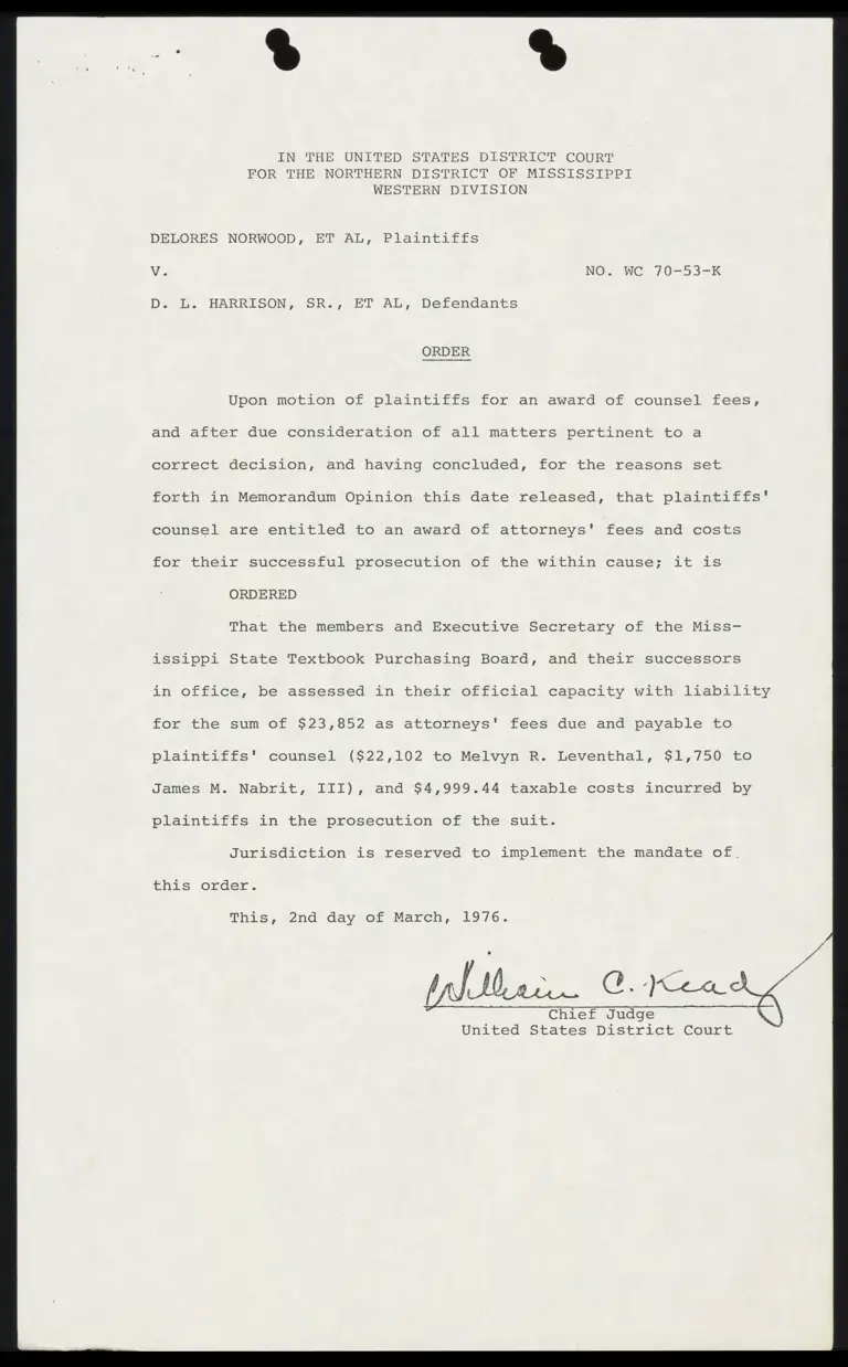 Order on Award of Counsel Fees preview