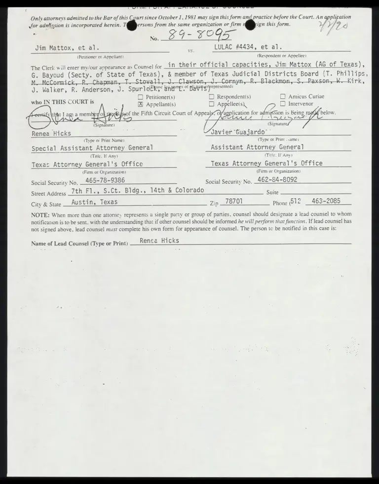 Form for Appearance of Counsel preview