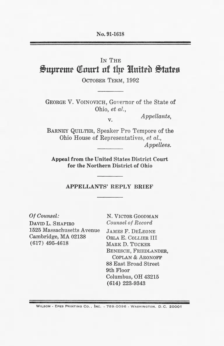 Voinovich v. Quilter Appellants' Reply Brief preview