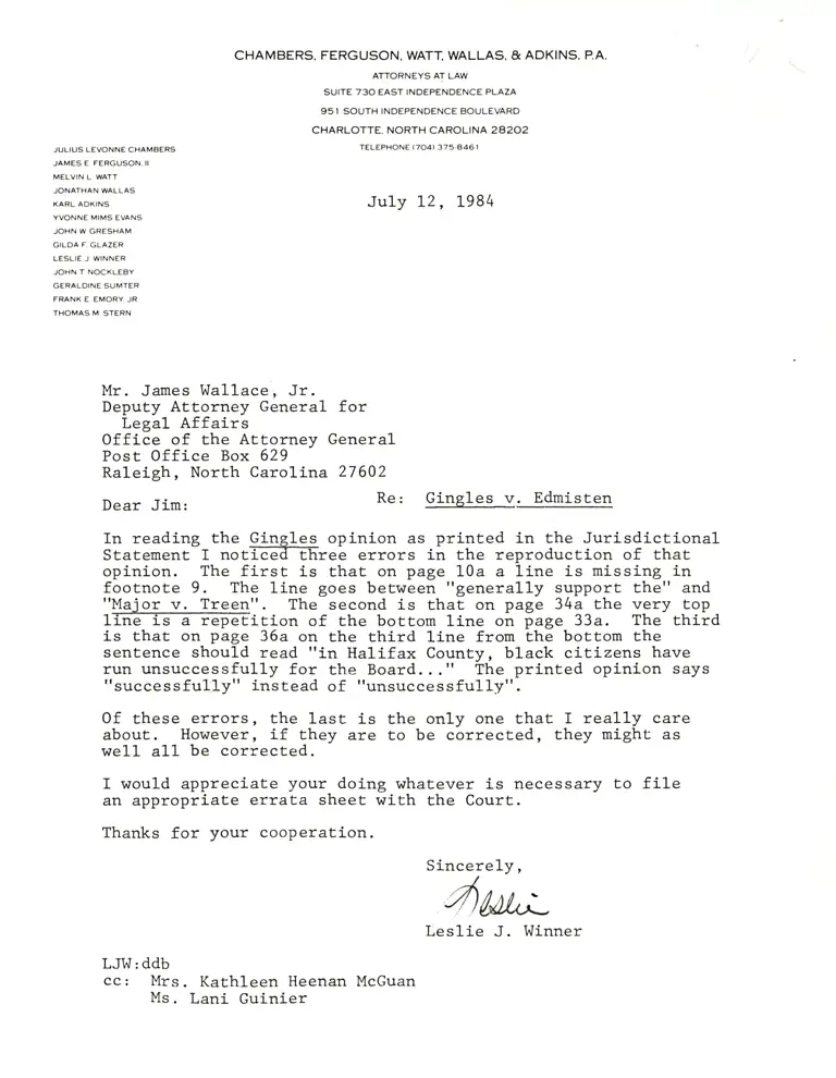 Correspondence from Winner to Wallace preview