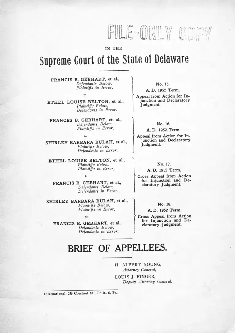 Gebhart v. Belton Brief of Appellees preview