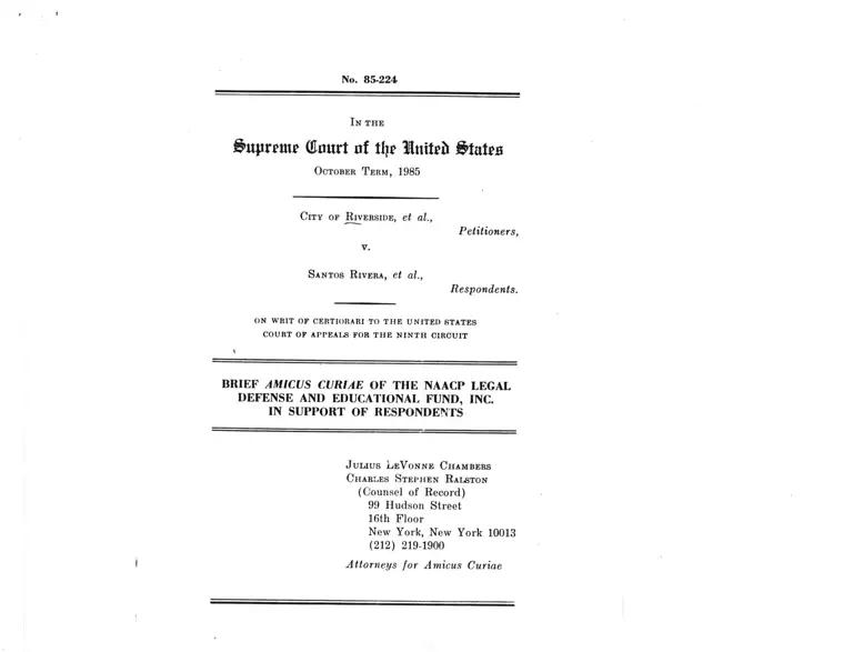 City of Riverside v Rivera Brief Amicus Curiae in Support of Respondents preview
