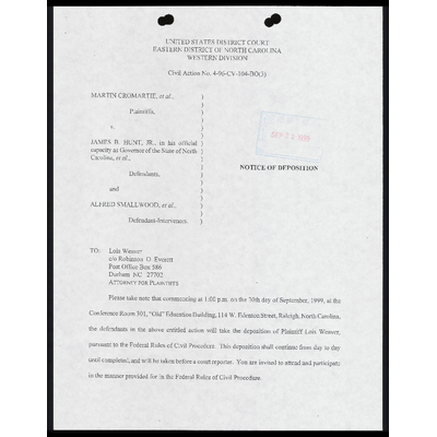 Notice of Deposition (9/30 1PM) preview